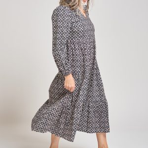 Norah Tiered Dress - Black Botanical - 图片 2