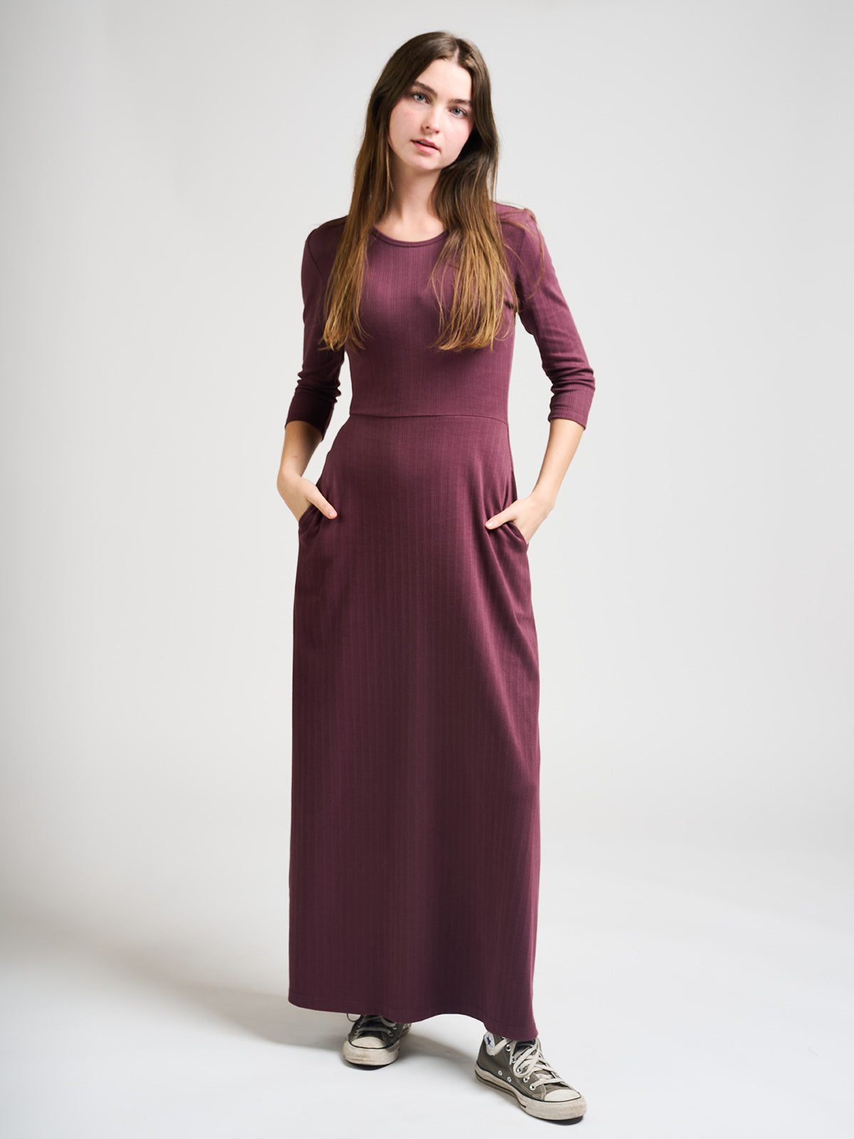 Mumbai Maxi Dress - Eggplant Rib Knit - Image 1