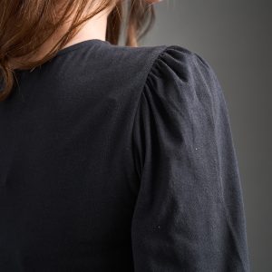 Inez Bubble Sleeve Dress - Black Jersey - Image 2