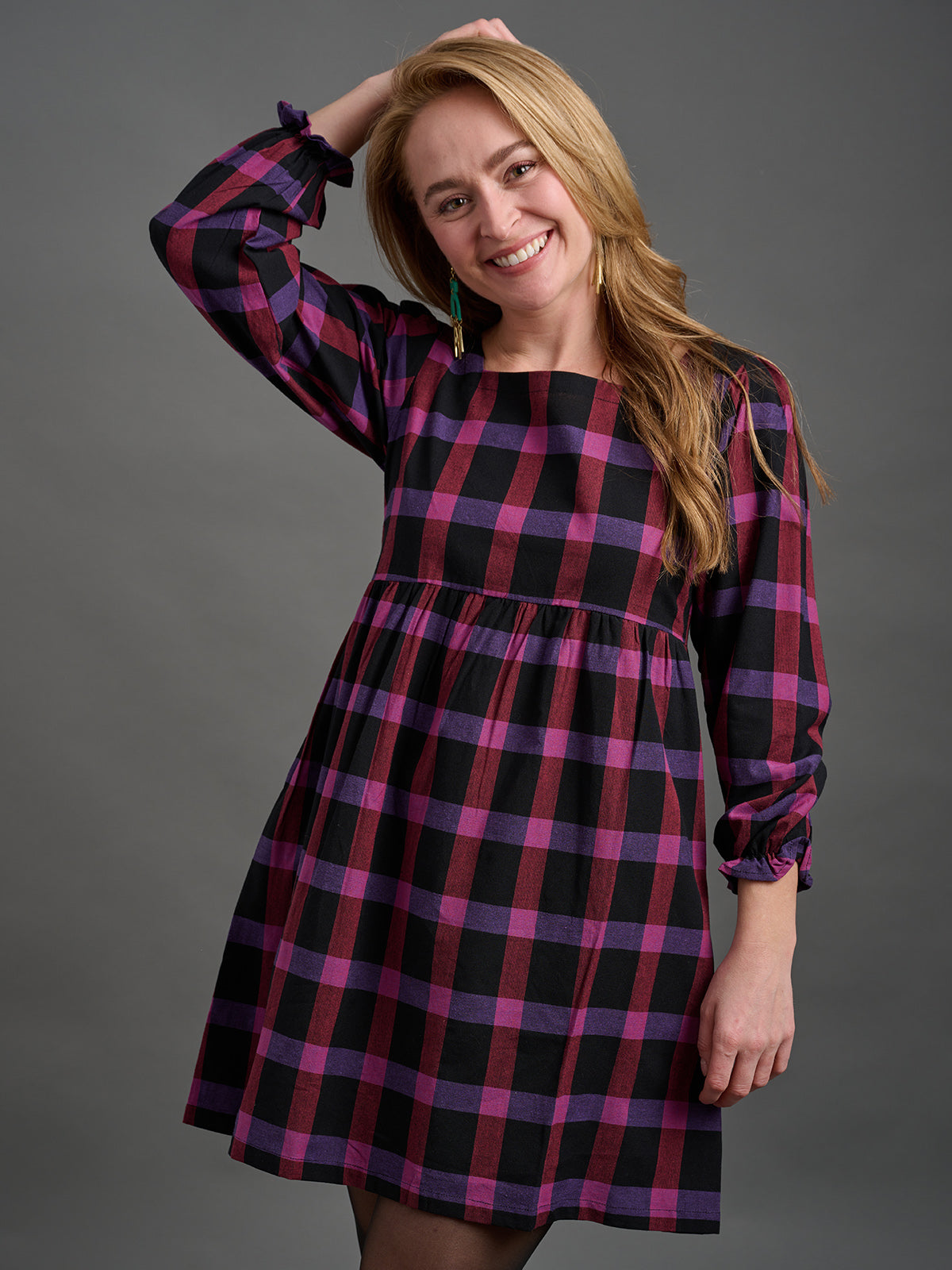 Nico Mini Dress - Ultra Violet Plaid - Image 4