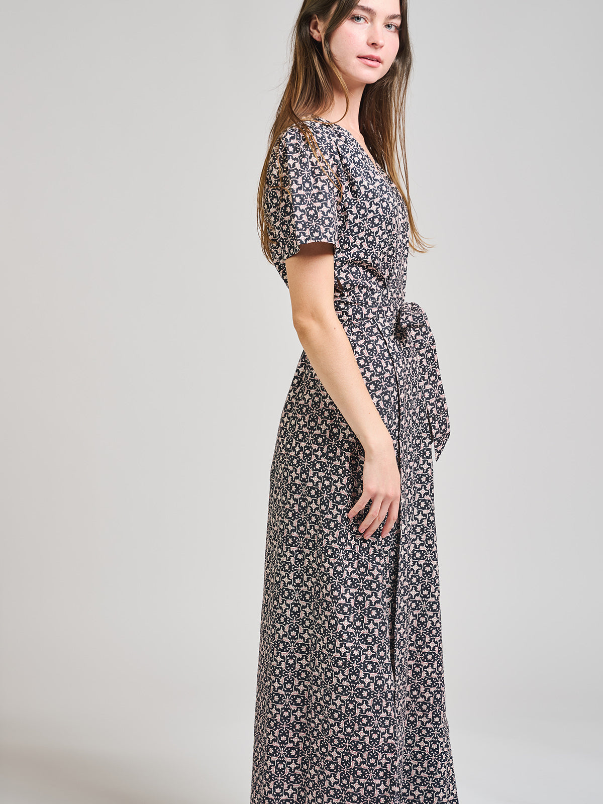 Wrap Maxi Dress - Black Botanical - Image 3