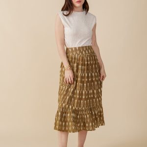 Mila Midi Skirt - Olive Ikat - Image 3