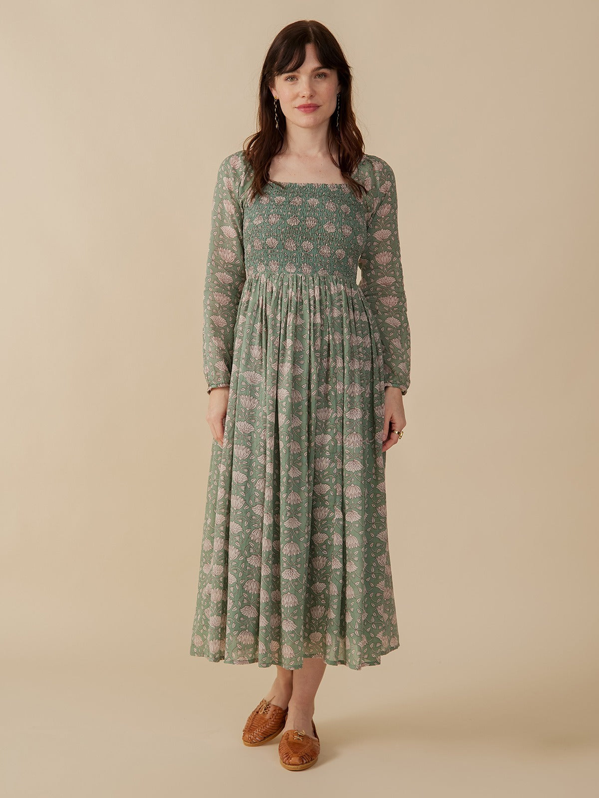 Hailee Smocked Midi Dress - Aegean Teal Floral - Image 3