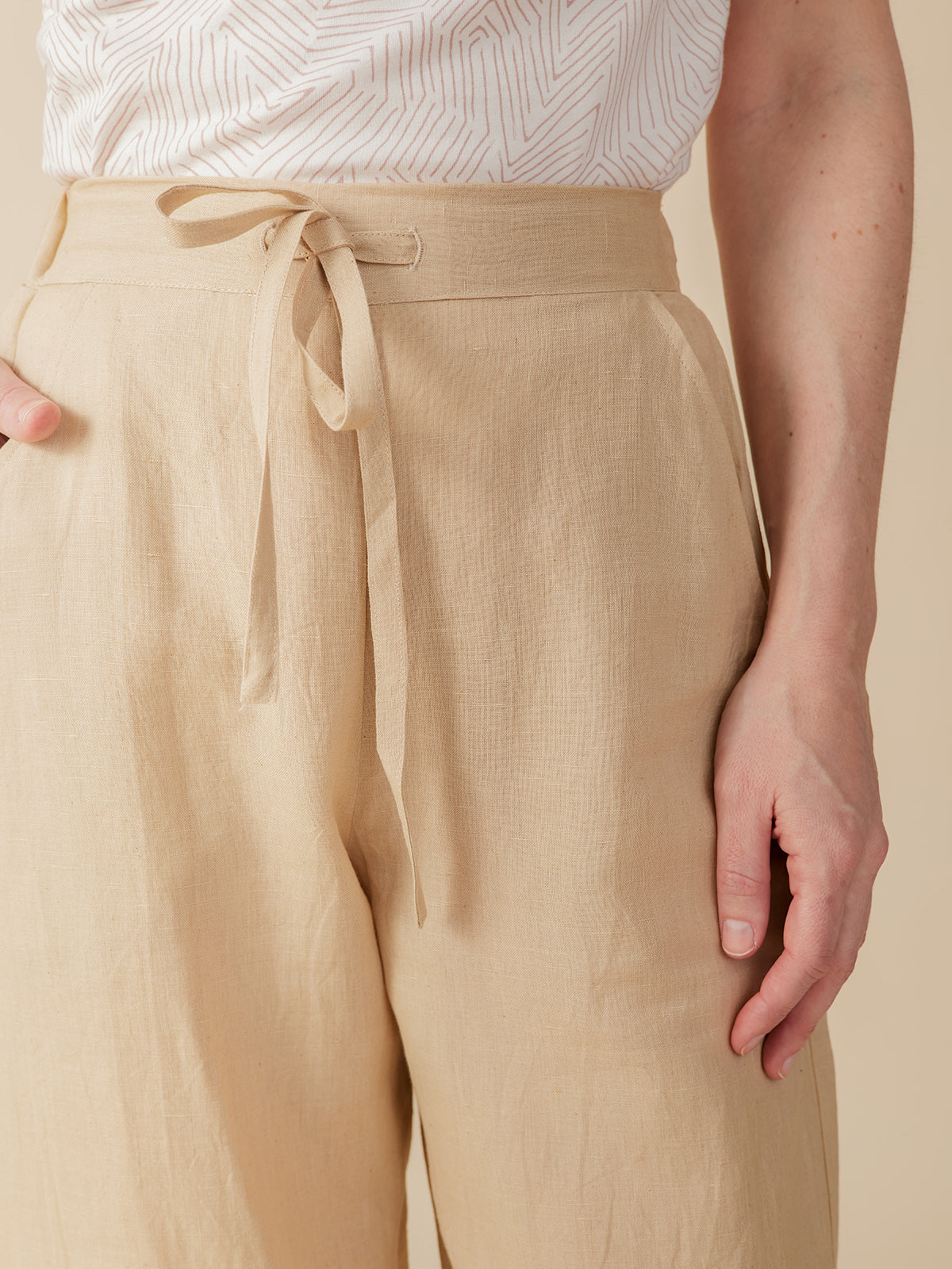 Emmy Drawstring Pant - Birch Linen - 图片 4