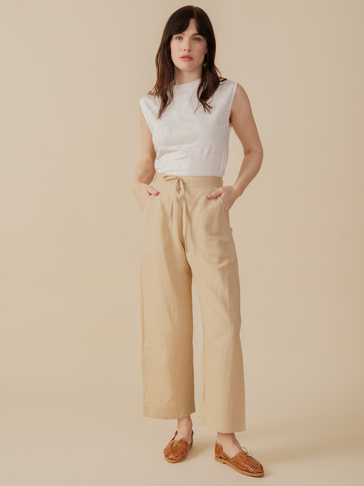 Emmy Drawstring Pant - Birch Linen - 图片 2