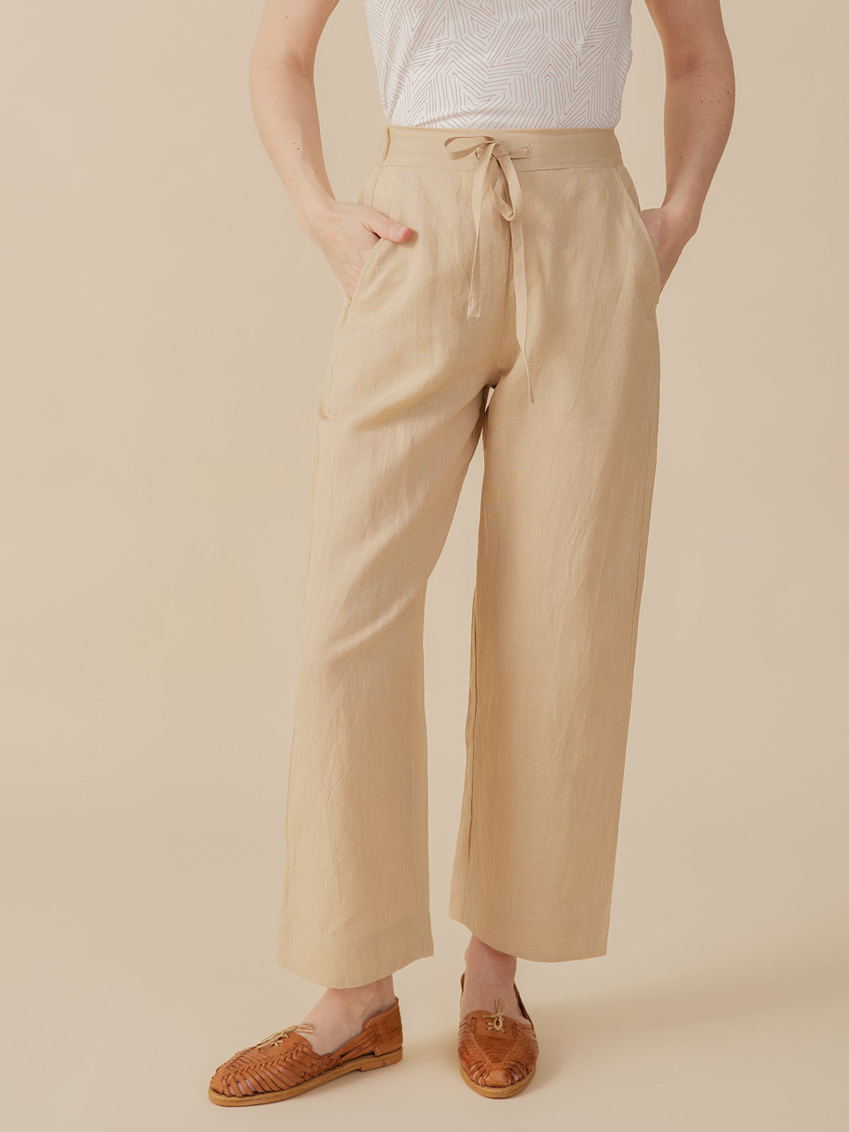 Emmy Drawstring Pant - Birch Linen - 图片 1