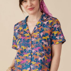 Camp Shirt - Blue Horses - Image 1