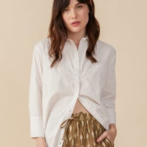 Mae Oversized Shirt - White Waves - Image 1