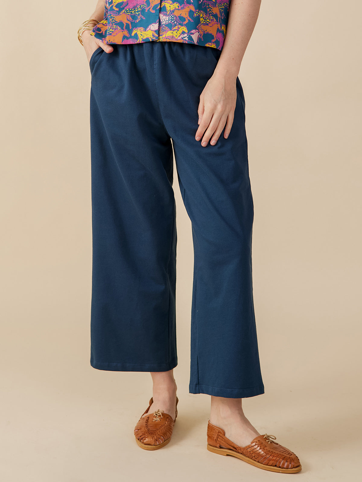 Fae Wide-Leg Pant - Loop Knit Blue - 图片 1