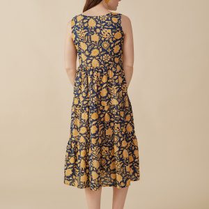 Thais Tiered Sleeveless Dress - Navy Botanical - Image 6