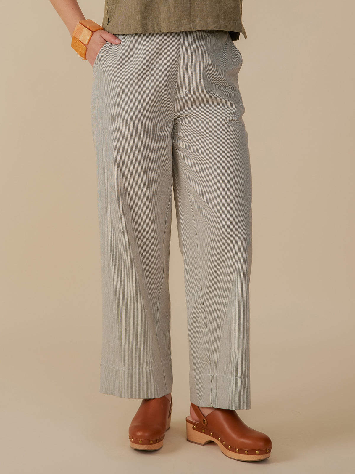 Tabitha Pant - Olive Stripe - Image 1