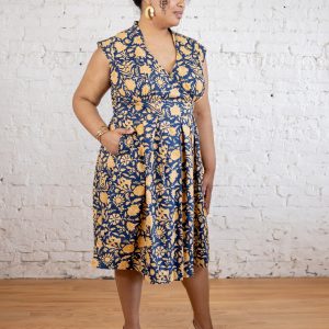 Lucille Plus Size Dress - Navy Botanical - Image 1