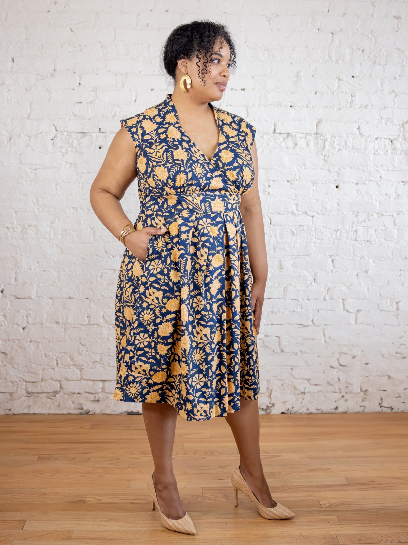 Lucille Plus Size Dress - Navy Botanical - Image 1