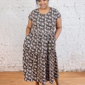 Tiered Jersey Plus Size Dress - Leopard Green - Image 1