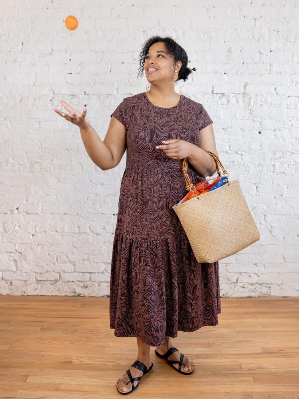 Tiered Jersey Plus Size Dress - Tree Rings Blue