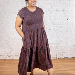 Tiered Jersey Plus Size Dress - Tree Rings Blue - Image 4