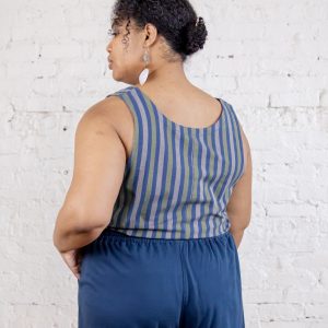 Fae Wide Leg Plus Size Pant - Loop Knit Blue - 图片 2