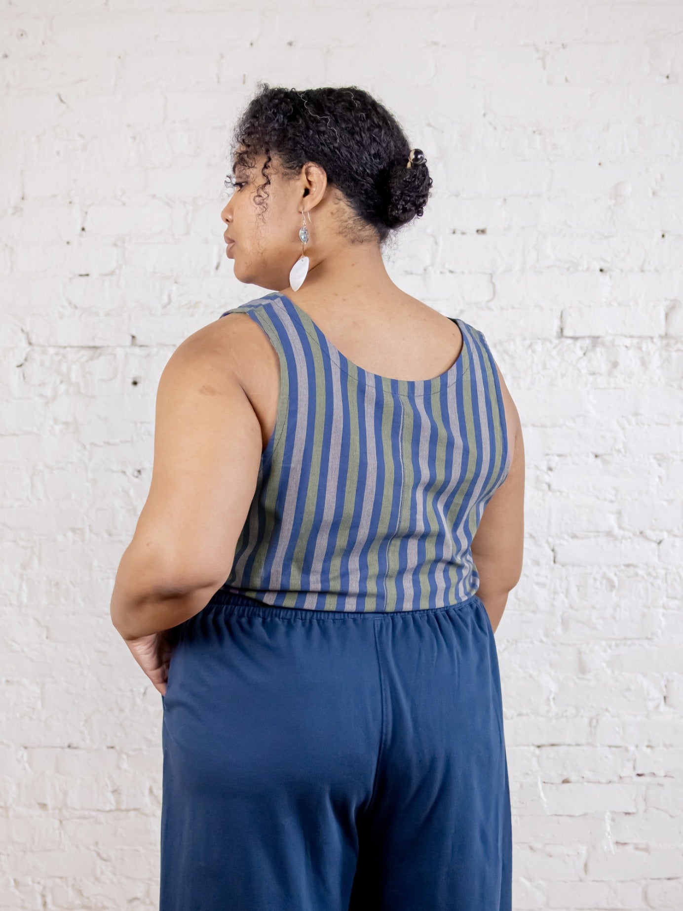 Fae Wide Leg Plus Size Pant - Loop Knit Blue - 图片 2