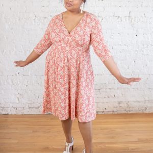 Callie 3/4 Sleeve Plus Size Wrap Dress - Matisse Vermillion