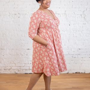 Callie 3/4 Sleeve Plus Size Wrap Dress - Matisse Vermillion - Image 3