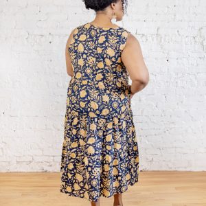 Thais Tiered Sleeveless Plus Size Dress - Navy Botanical - Image 2