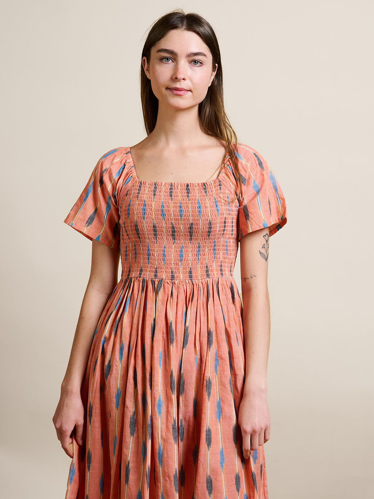 Teddy Dress - Peach Ikat - Image 11