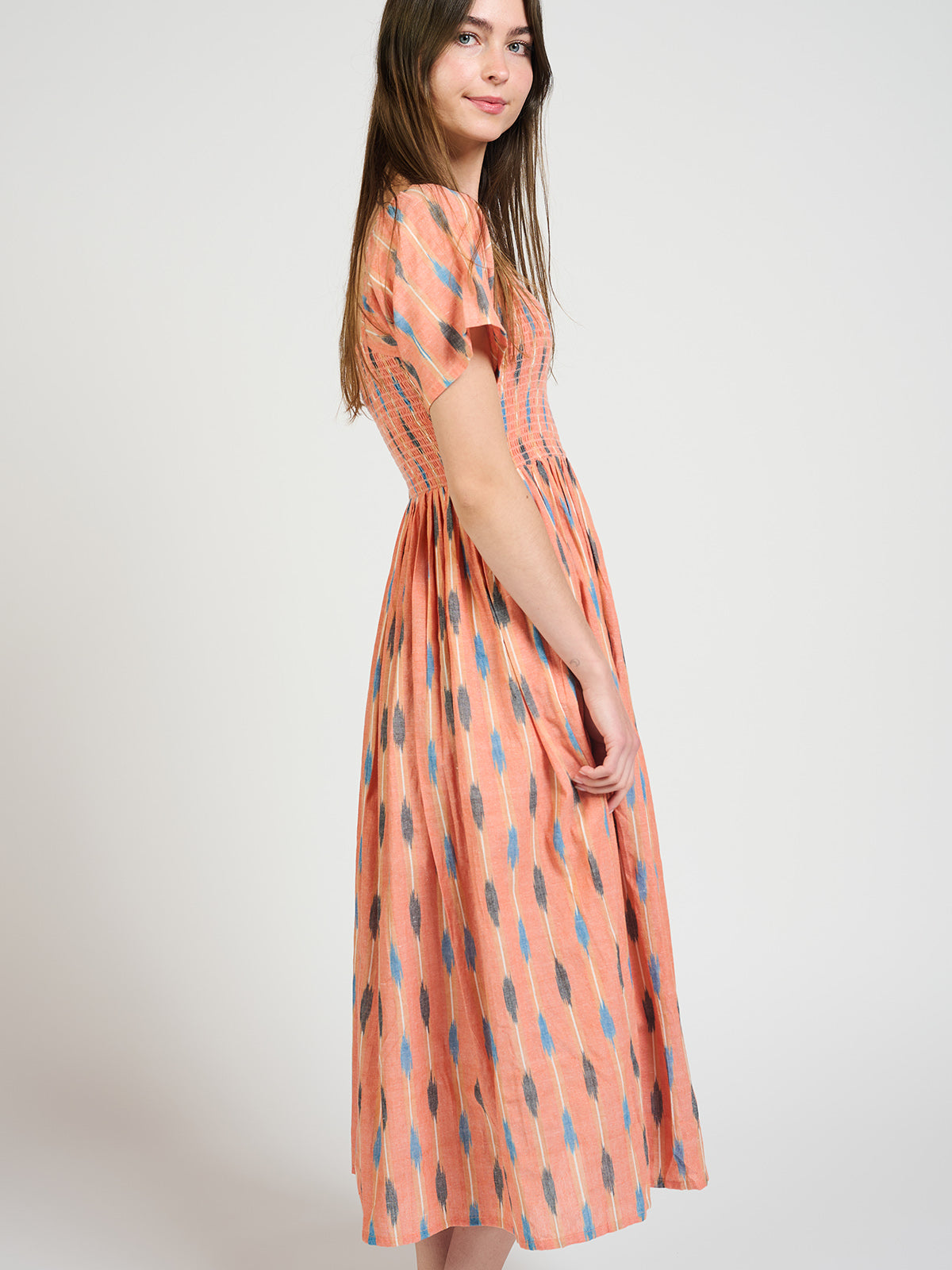 Teddy Dress - Peach Ikat - Image 6