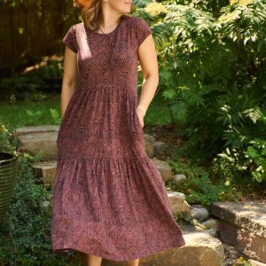 Tiered Jersey Dress - Tree Rings Blue - Image 7