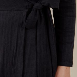 Katie Maxi Wrap Dress - Black Rib Knit - Image 3