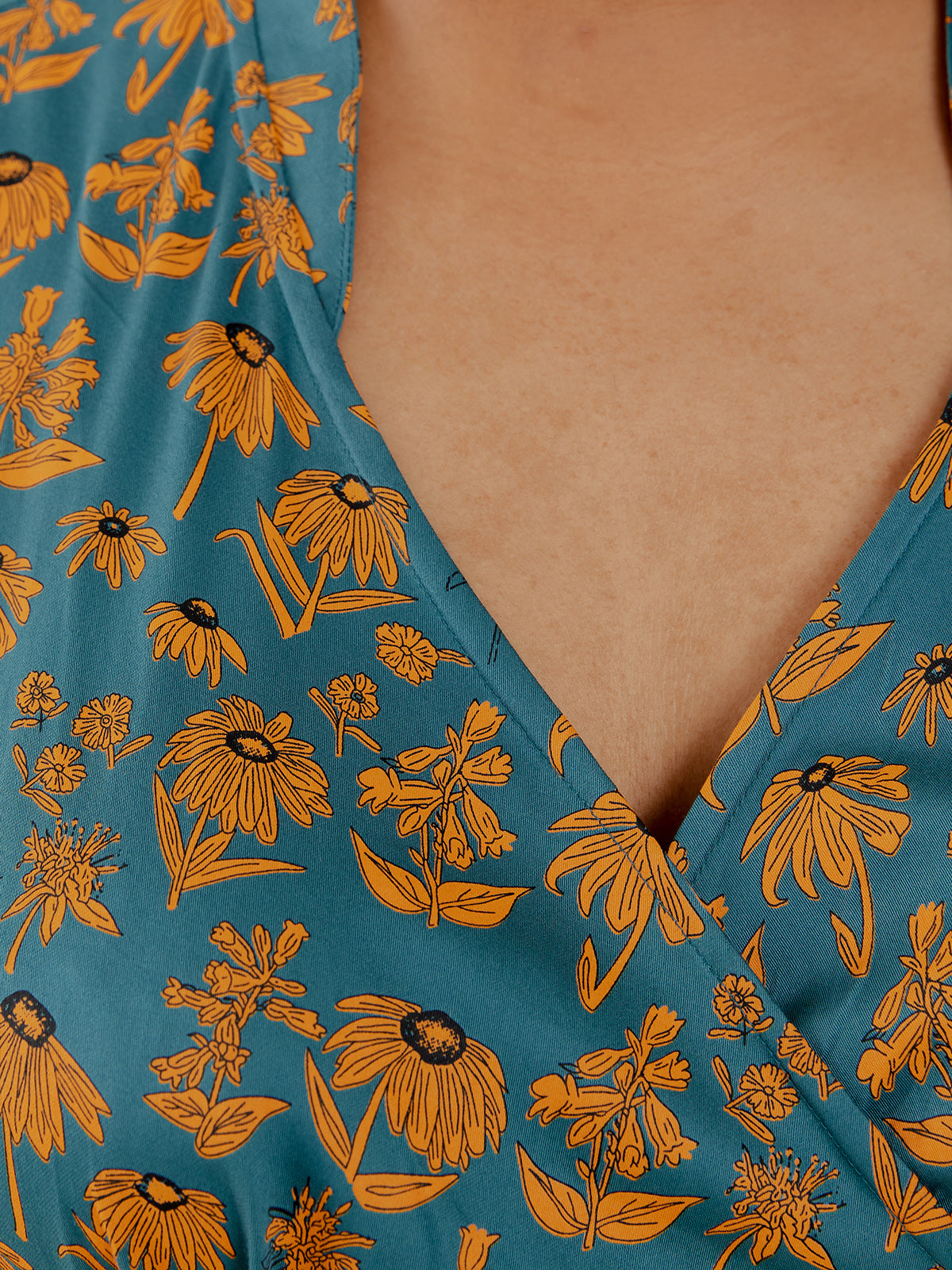 Lucille Plus Size Dress - Teal Floral - Image 2