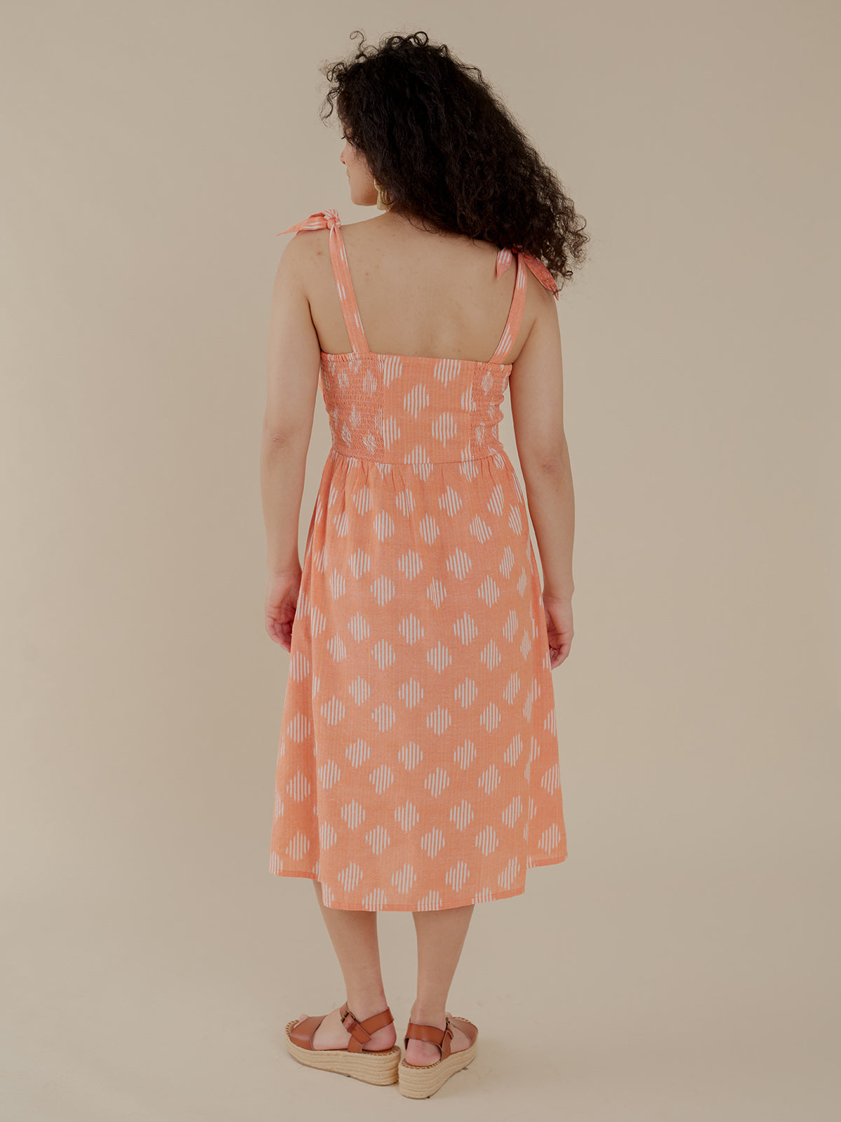 Provence Midi Dress - Peach Ikat - 图片 4