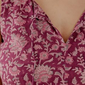 Thais Tiered Sleeveless Dress - Magenta Vine Floral - Image 2