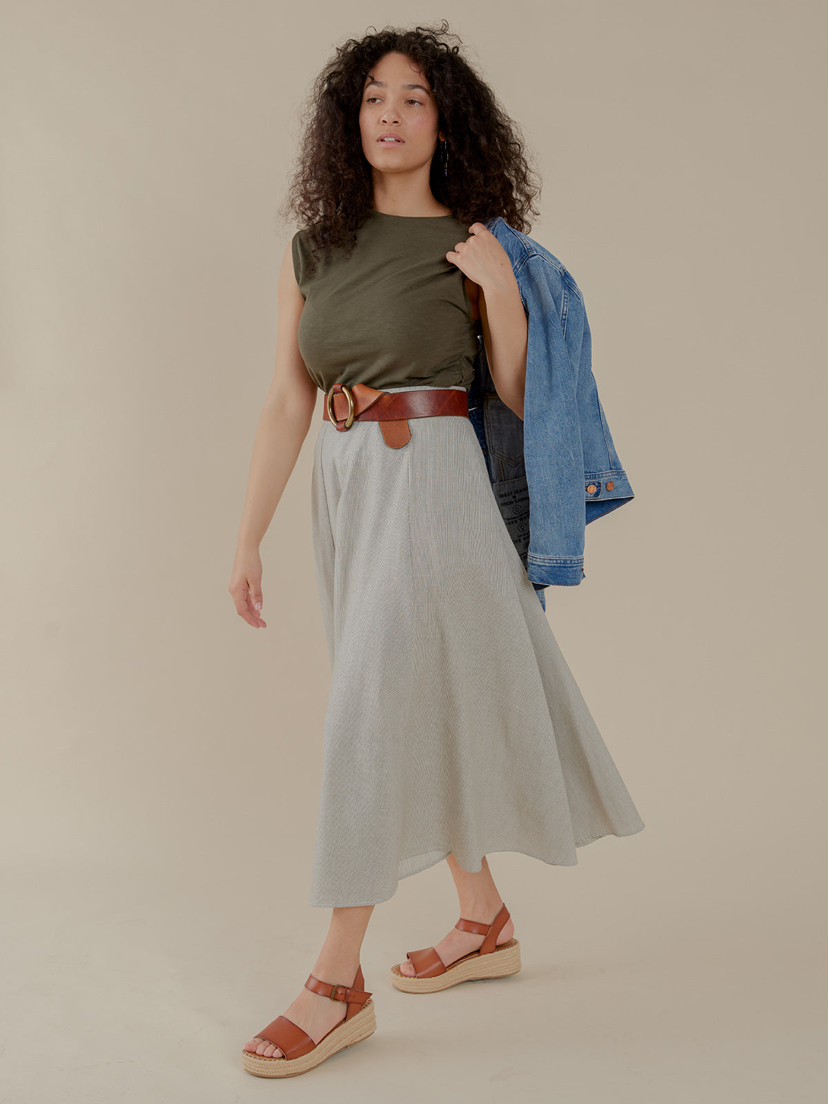Lucinda Skirt - Olive Stripe - Image 4