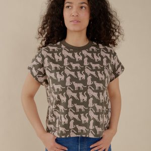 Caitlin Top - Leopard Green - Image 1