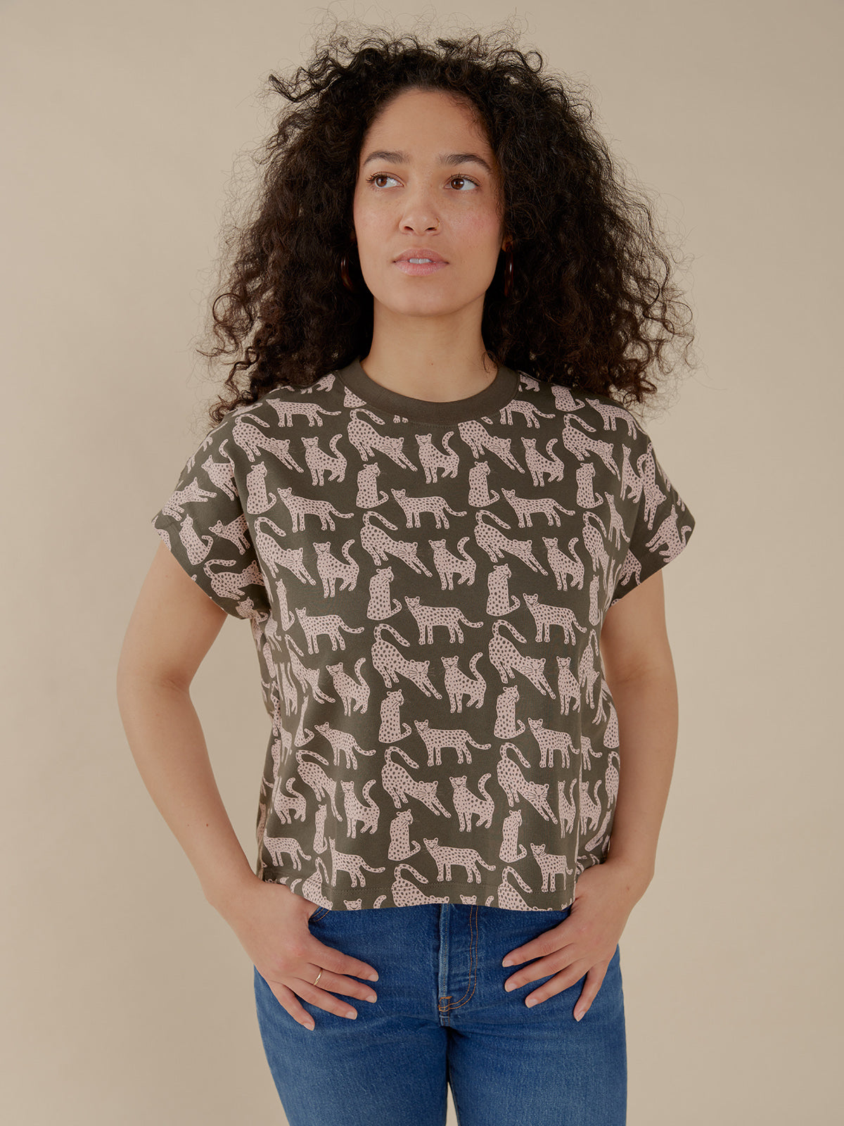 Caitlin Top - Leopard Green - Image 1