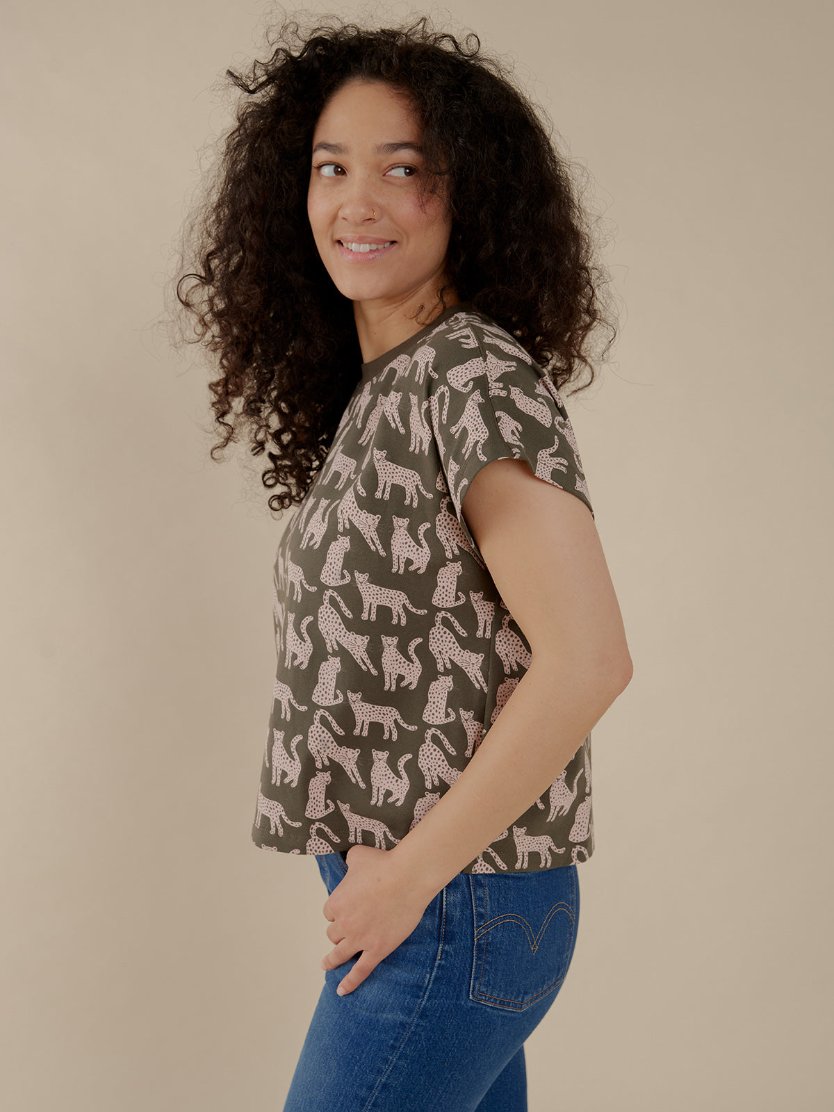 Caitlin Top - Leopard Green - Image 5