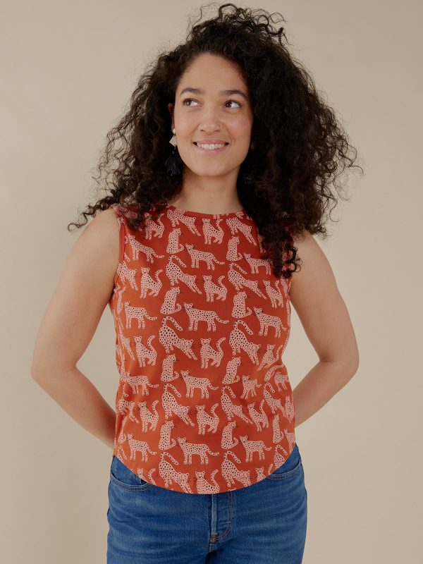 Millie Muscle Tee - Leopard Sienna
