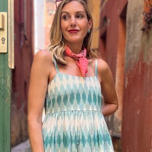 Sofia Midi Dress - Teal Ikat - Image 2