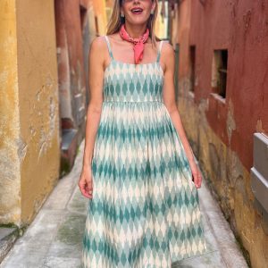 Sofia Midi Dress - Teal Ikat - Image 3