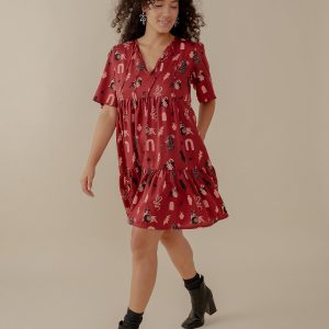 Adelaide Tiered Mini Dress - Modern Objects Cranberry - Image 1