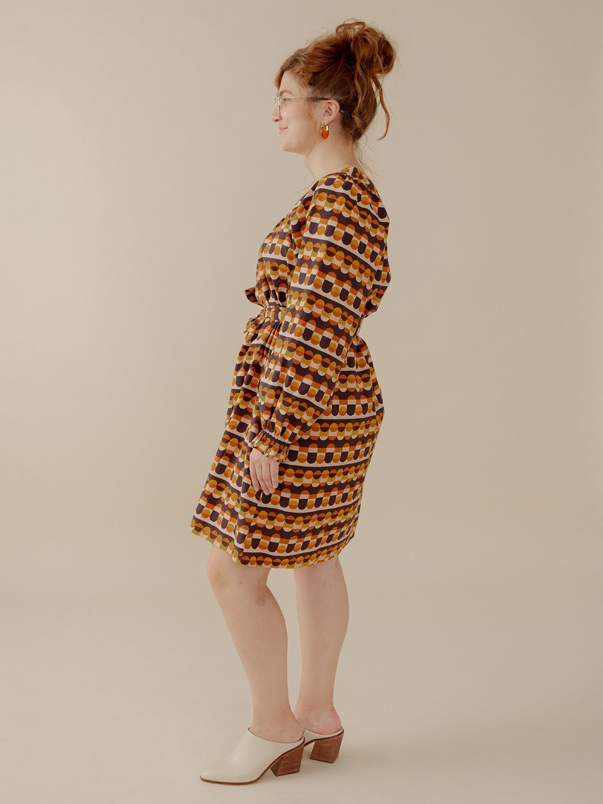 Alexis Long Sleeve Mini Dress - Circle Stripe Desert - Image 3