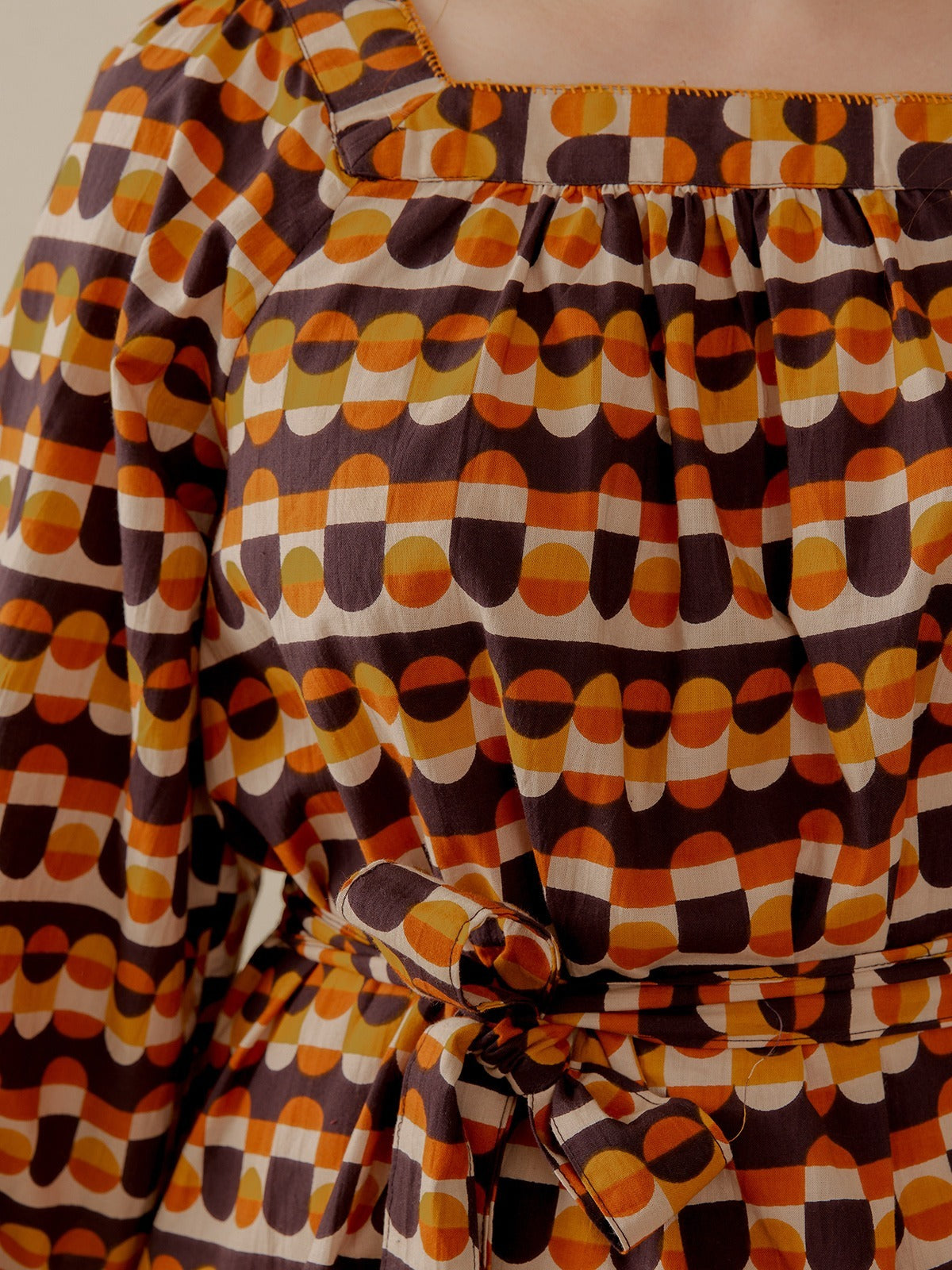 Alexis Long Sleeve Mini Dress - Circle Stripe Desert - Image 5