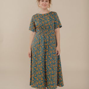 Artsy Traveler Midi Dress - Teal Floral - Image 1