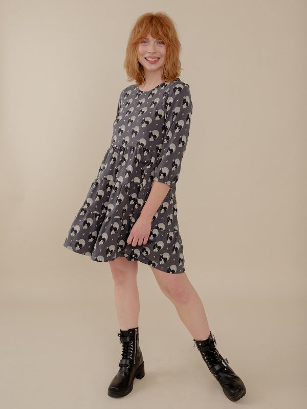 Bellini Long Sleeve Dress - Vase Cluster Graphite