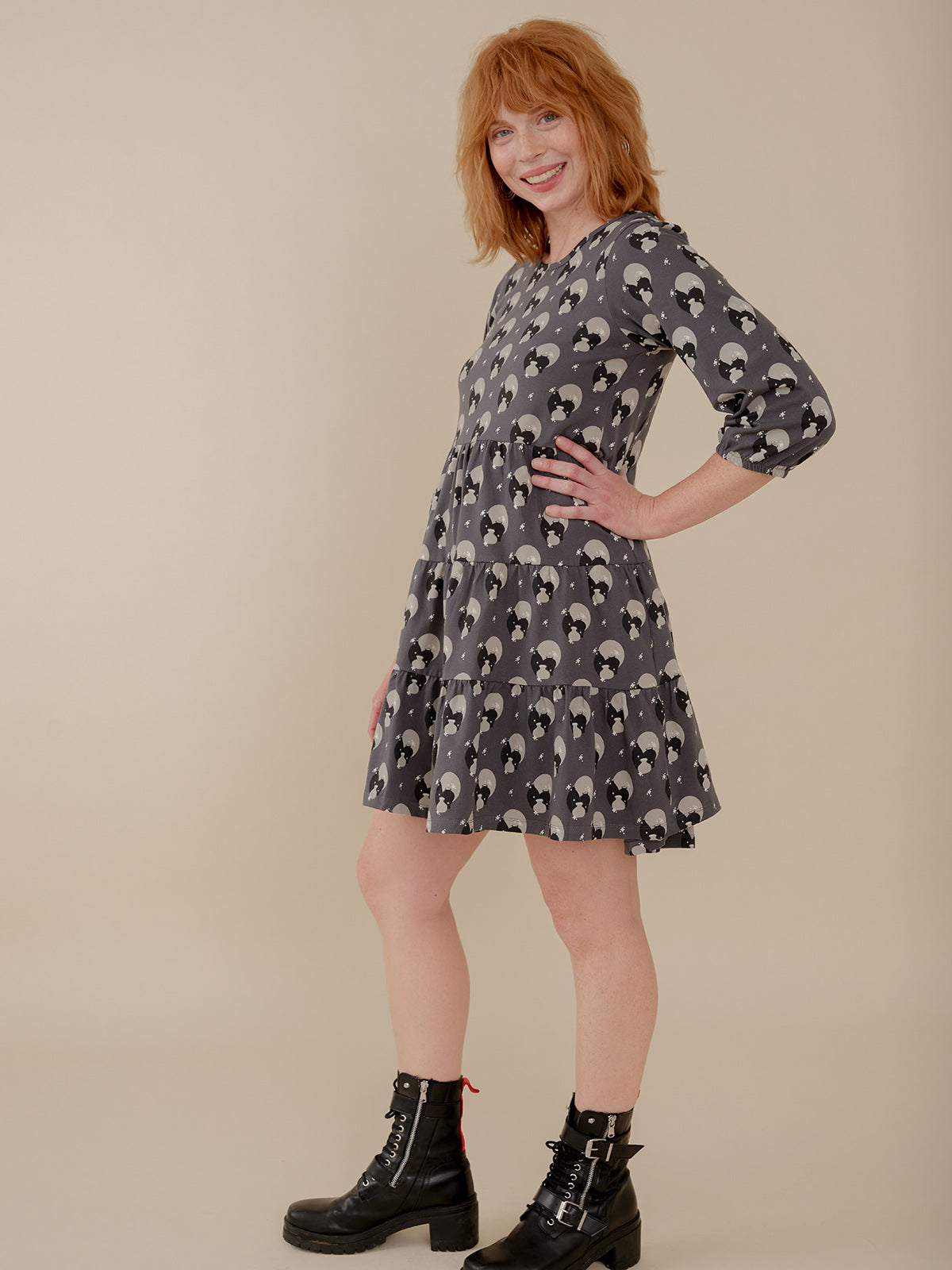 Bellini Long Sleeve Dress - Vase Cluster Graphite - Image 3