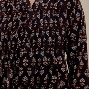 Victoria Tunic Dress - Black Mini Blossom - Image 2