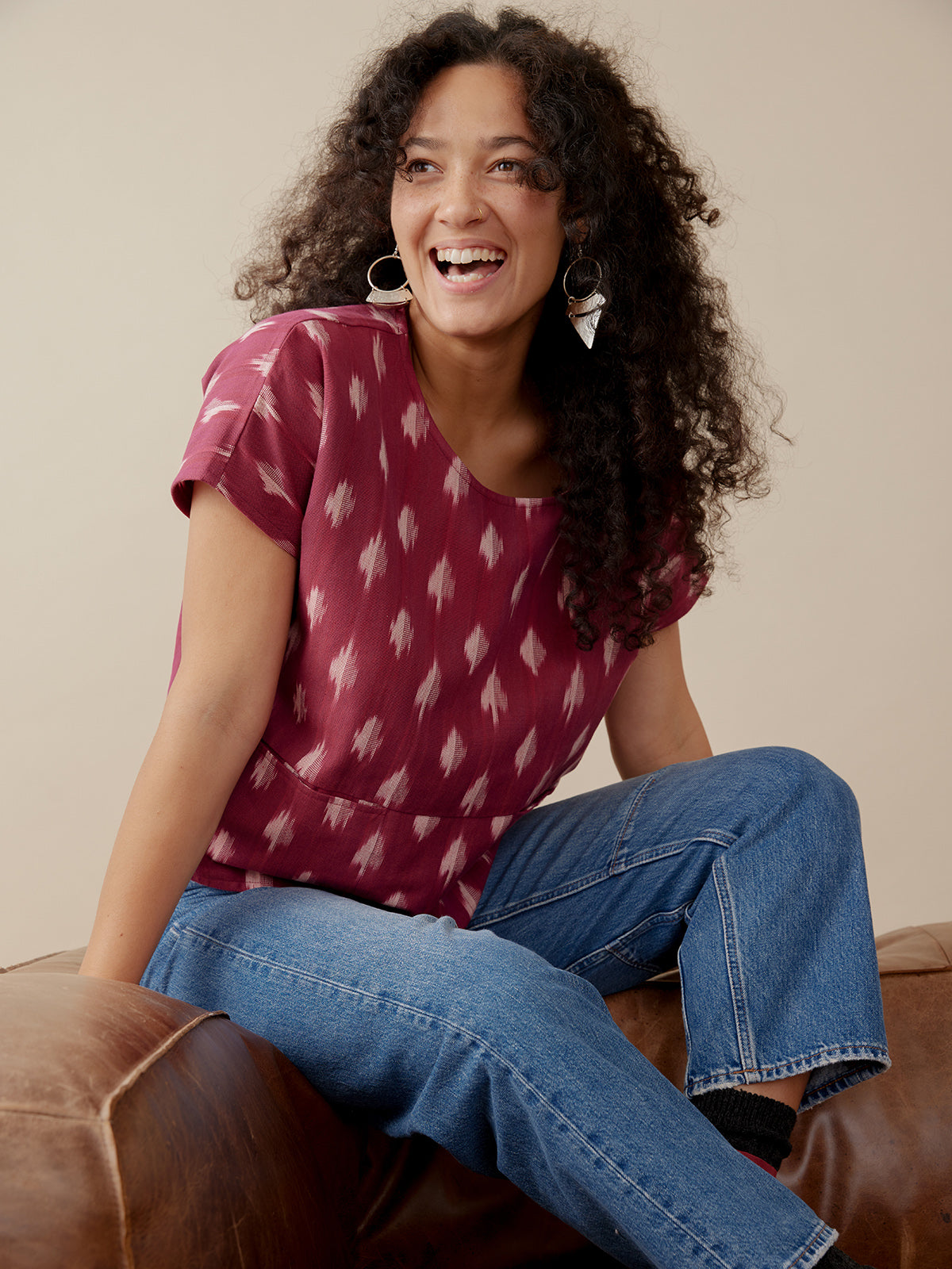 Dana Top - Garnet Ikat - Image 1