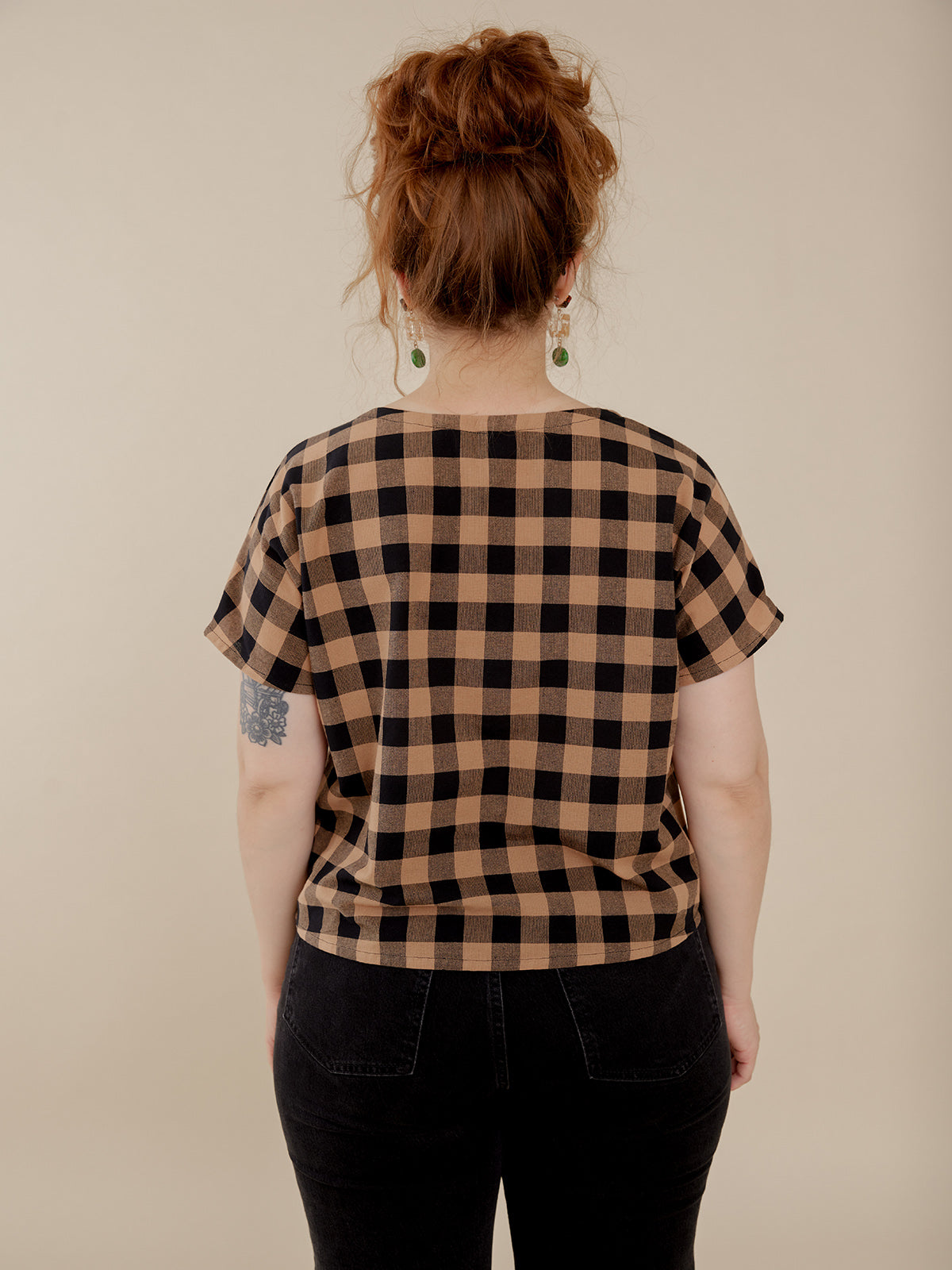 Odelia Top - Black and Tan Gingham - Image 5