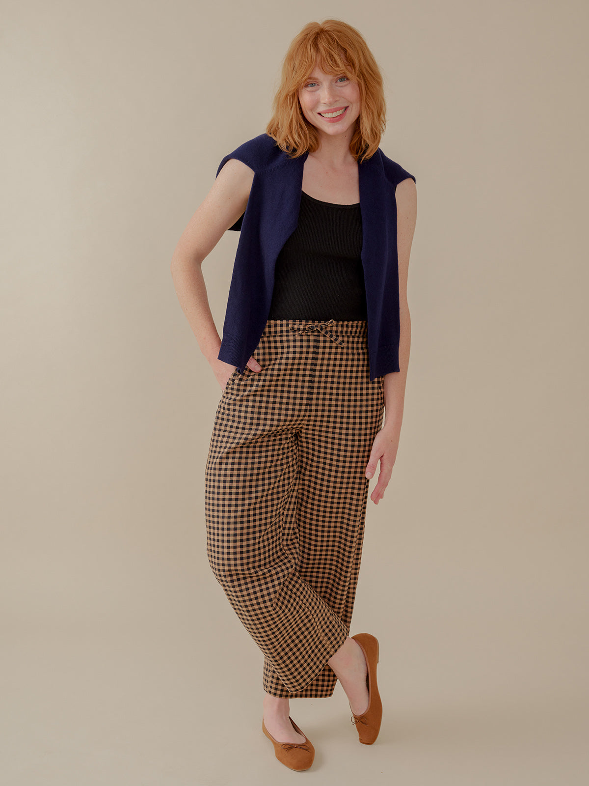 Odelia Top - Black and Tan Gingham - Image 7
