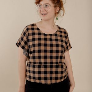 Odelia Top - Black and Tan Gingham - Image 4